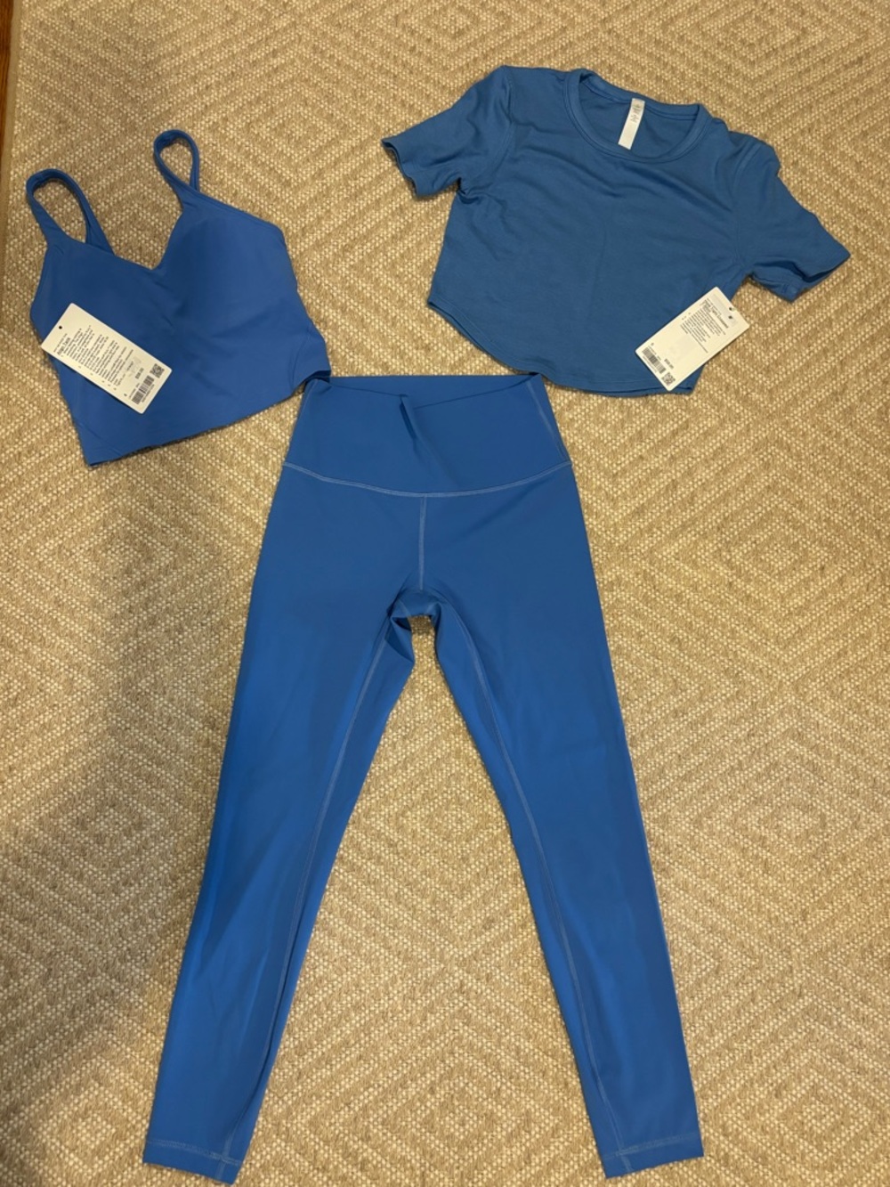 Lululemon Blue Nile Set - Leggings, Bra, Crop Tee